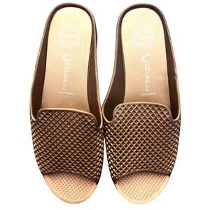 Jeffrey Campbell Gold Jelly Slides Womens Size 10 Platform Sandals Havana Last